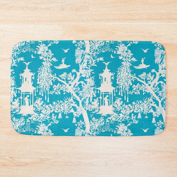 Item preview, Grandmillennial art, chinoiserie garden in white and turquoise designed and sold by SophieClimaArt.