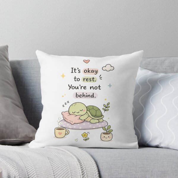 Item preview, Cute Sleeping Turtle - It's Okay to Rest - Kawaii Self Care Quote Pastel Animal Sticker designed and sold by LittleJoyStudio.Art.