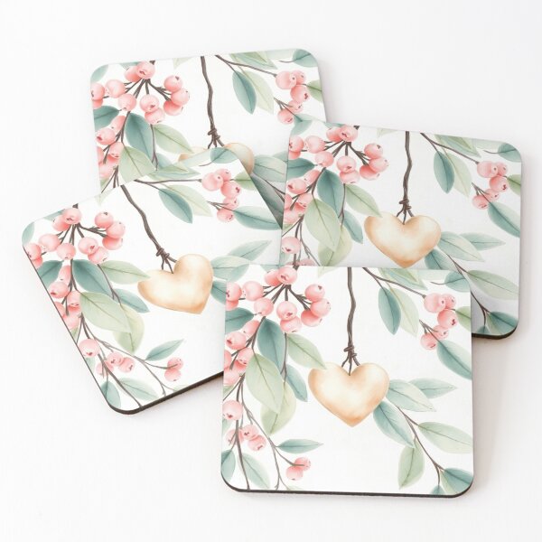 Item preview, Watercolor Botanical Leaves and Berries with Heart designed and sold by Vida e Arte.
