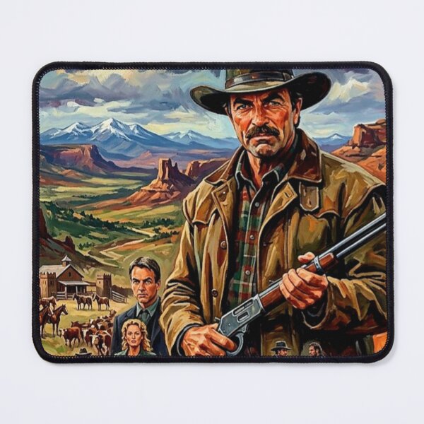 Item preview, Crossfire Trail Tom Selleck Retro Western Movie Art Poster designed and sold by Art's Diner.