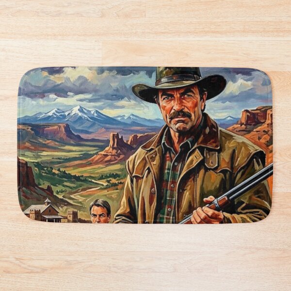 Item preview, Crossfire Trail Tom Selleck Retro Western Movie Art Poster designed and sold by Art's Diner.