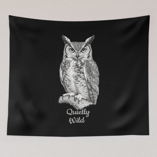 Item preview, Owl Art | Quietly Wild | Wildlife Nature Black and White Illustration designed and sold by Made by Tamar.