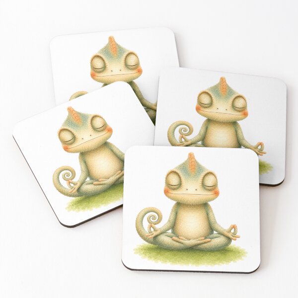 Item preview, Lotus Chameleon Yoga Water Color Print designed and sold by YogiAnimalArt.