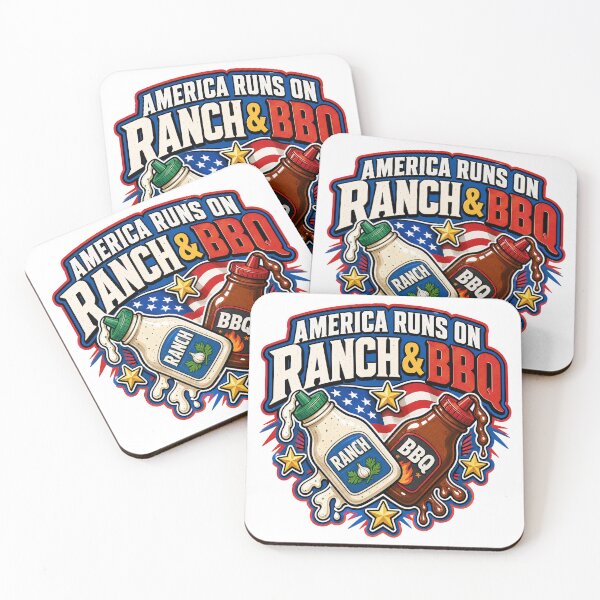 Aperçu de l'œuvre L'Amérique vit au rythme des ranchs et des barbecues : humour et condiments, fierté américaine, barbecue, gastronomie créée et vendue par ChaosThreadsCo.