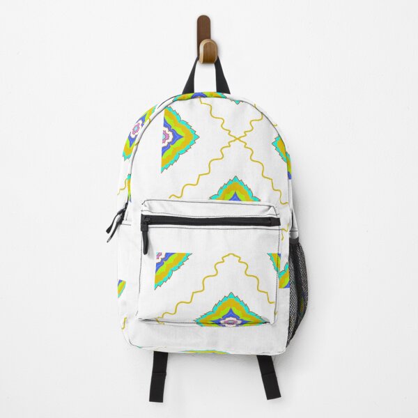 Item preview, Geometric seamless pattern featuring colorful abstract mandala shapes and yellow wavy grid lines. Bohemian style vector background. designed and sold by AjjimaJKM.
