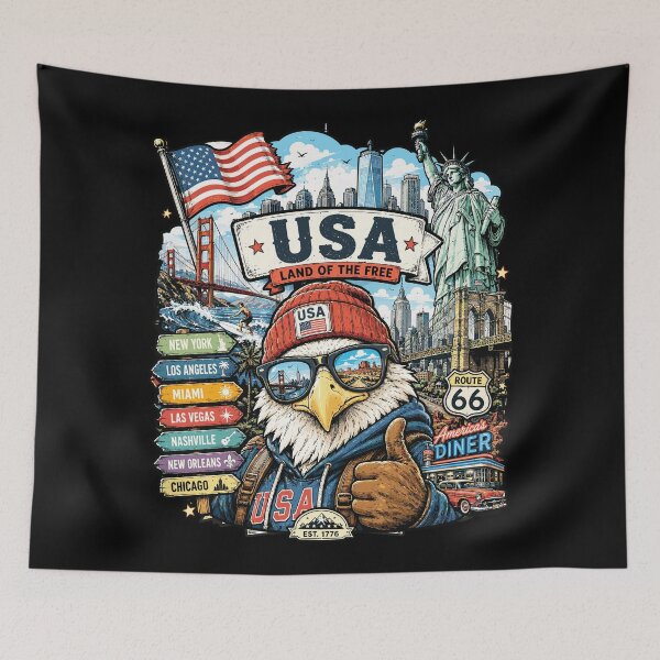 Item preview, USA American Adventure Eagle Travel Art designed and sold by AtuqStudio.