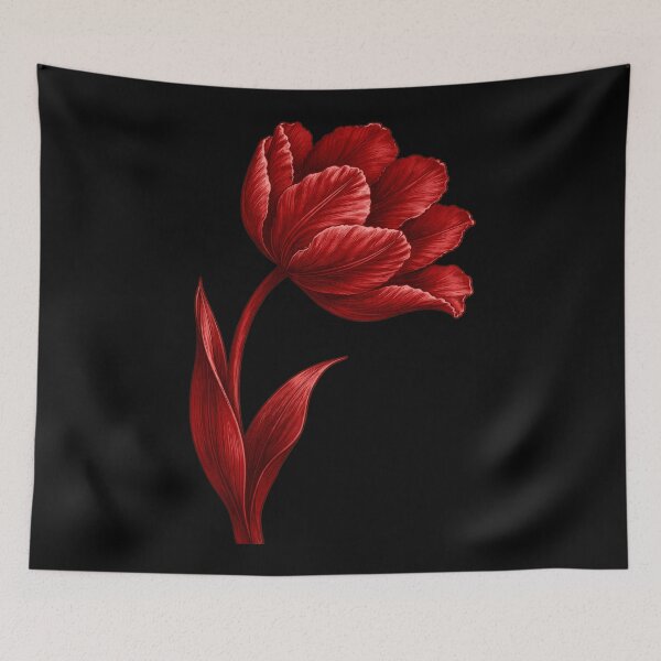 Item preview, Elegant Dark Red Tulip Flower Vintage Floral Art designed and sold by Dream Weave Studio.
