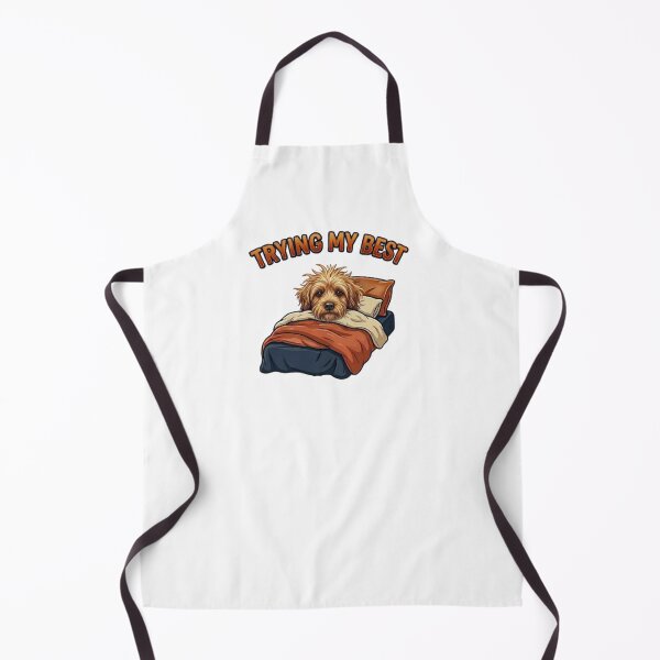 Item preview, Trying My Best Sleepy Dog – Funny Messy Hair Goldendoodle In Bed Cartoon designed and sold by Northern Glow Art.