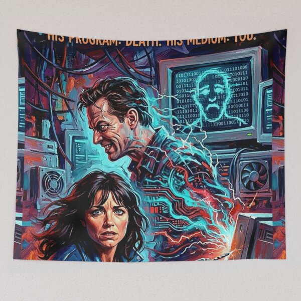 Item preview, Ghost in the Machine Retro Sci-Fi Horror Tech Thriller Movie Art Poster designed and sold by Art's Diner.