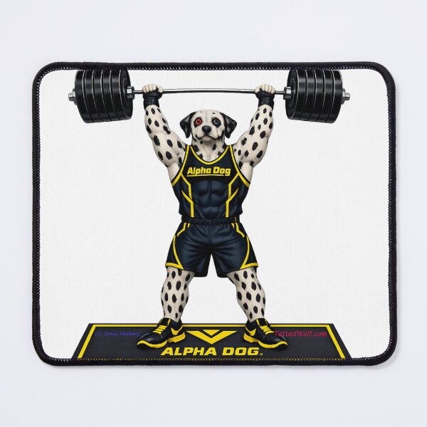 Item preview, Dalmatian Alpha Dog Crushes Overhead Press designed and sold by TattedWolf.