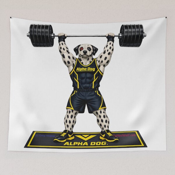 Item preview, Dalmatian Alpha Dog Crushes Overhead Press designed and sold by TattedWolf.