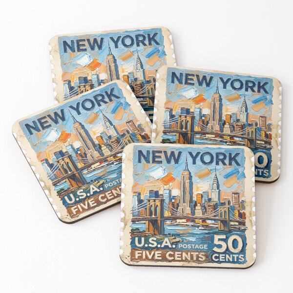 Item preview, New York US Postage Stamp Palette Knife Painting State Art designed and sold by GymTanLaundry.