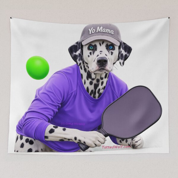 Item preview, Dalmatian Pickleball Player with Heterochromia designed and sold by TattedWolf.