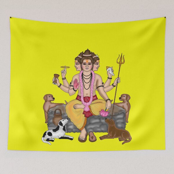 Item preview, Divine Lord Dattatreya Spiritual Hindu Deity Art designed and sold by Harshit_Digital_Arts.