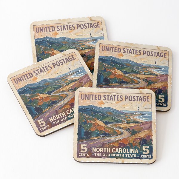 Item preview, North Carolina US Postage Stamp Palette Knife Painting State Art designed and sold by GymTanLaundry.