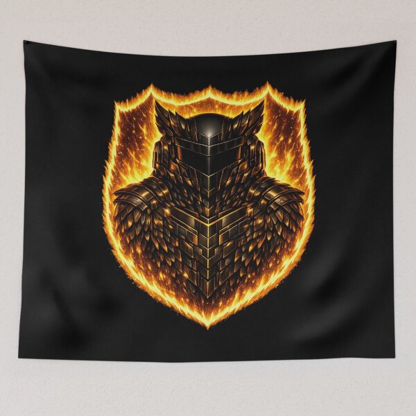Item preview, Cyberpunk Owl Warrior — Dark Fire Armor Fantasy Art for Bold Collectors designed and sold by ArtoryWorks.