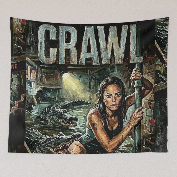 Item preview, Crawl Retro Survival Horror Creature Feature Movie Art Poster designed and sold by Art's Diner.