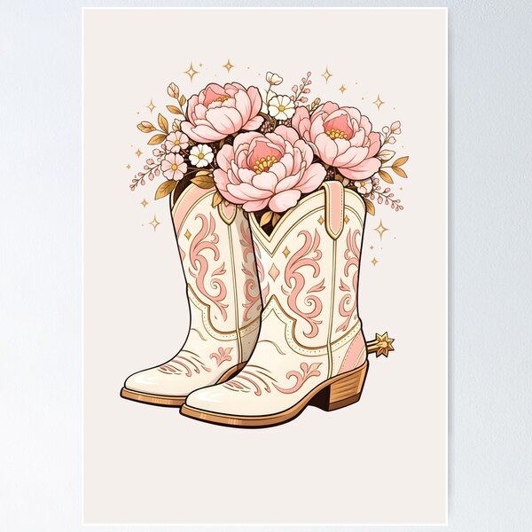 Item preview, Glamorous Cowboy Boots Aesthetic Floral Western Poster designed and sold by ShopAndFun.