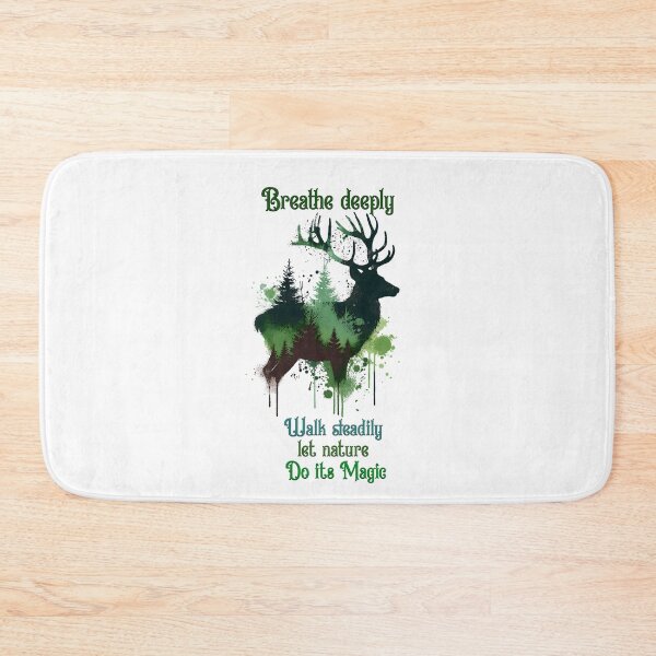 Item preview, Mystic Deer Forest Silhouette, Breathe Deeply Walk Steadily Nature Artwork designed and sold by The Falling Trail.