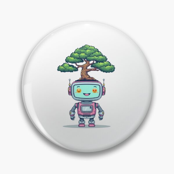 Item preview, Cute Kawaii Robot with Bonsai Tree on Head designed and sold by ミントノヴァ.