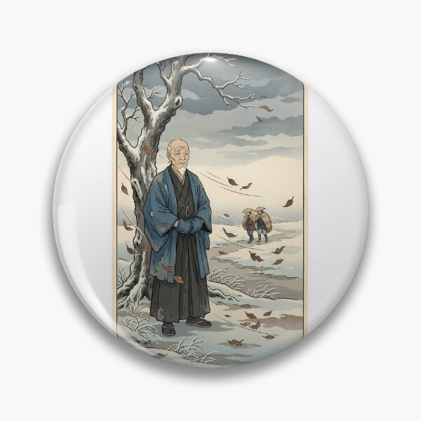 Item preview, Old Samurai Warrior Resisting Winter Wind - Ukiyo-e Art designed and sold by TokyoUkiyoHouse.
