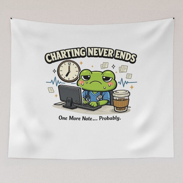 Item preview, Charting Never Ends Funny Nurse Frog Shirt | RN Medical Humor Classic T-Shirt  designed and sold by podlook.