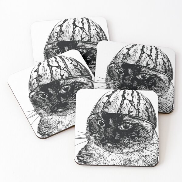 Item preview, Funny Cat Wearing Watermelon Helmet designed and sold by Florvolcanica.