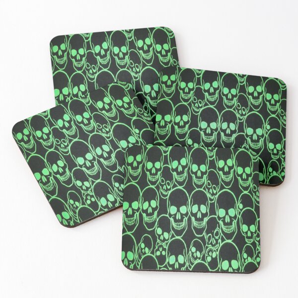 Item preview, neon green spooky skulls designed and sold by PalmRock.