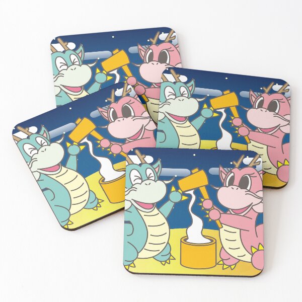 Item preview, Cute Cartoon Dragons Pounding Mochi on Moon designed and sold by OsakaYumeWorks.