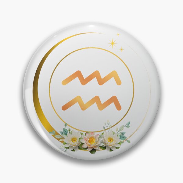 Item preview, Aquarius Zodiac Sign with Water Lilies and Golden Moon designed and sold by MadeByMira.