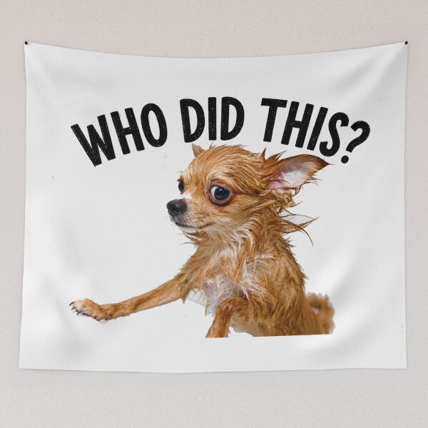 Item preview, Who Did This? Funny Wet Chihuahua Meme T-Shirt designed and sold by adamlemon12.