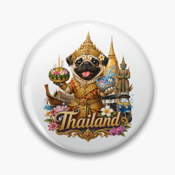 Item preview, Cute Pug Exploring Thailand Design designed and sold by Keng Art.