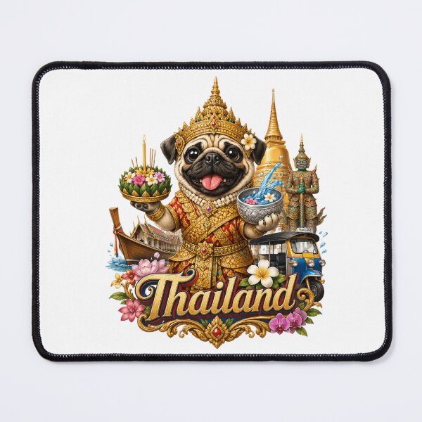 Item preview, Cute Pug Exploring Thailand Design designed and sold by Keng Art.