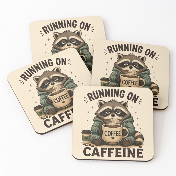 Item preview, Running on Caffeine Sleepy Raccoon designed and sold by S06PMarketing.