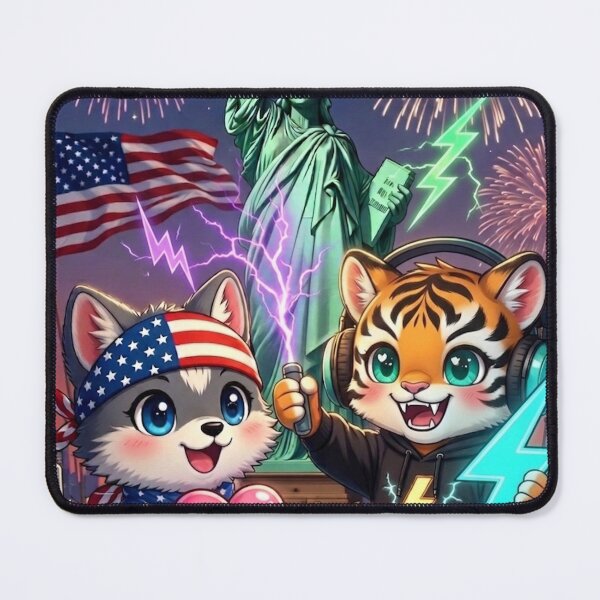Item preview, Cute Tiger Wolf Statue of Liberty July 4th Kids Gift Patriotic Animal Art NeoTigLuna designed and sold by NeoTigLuna.