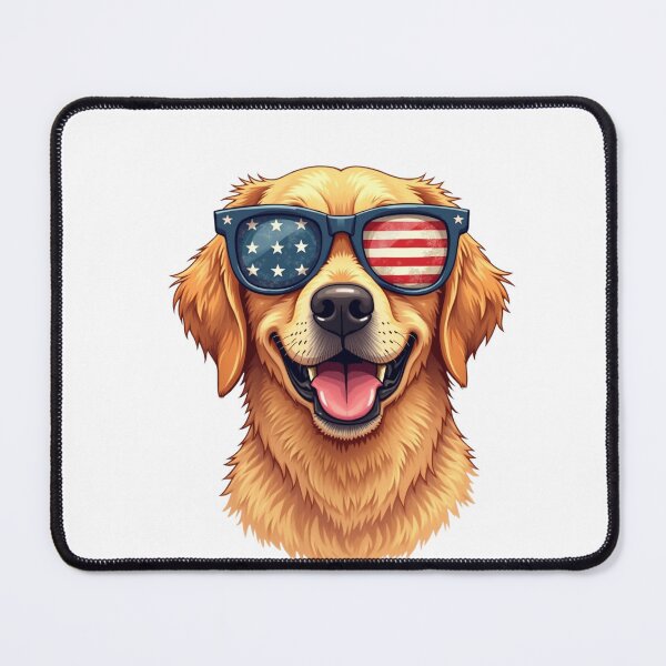 Item preview, Cute Patriotic Golden Retriever Dog with USA Flag Sunglasses 4th of July designed and sold by VeloraCrafts.