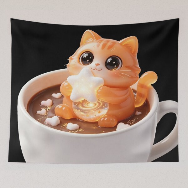 Item preview, Emerald Cat - Cozy Starry Cocoa: The Marshmallow Hug Edition designed and sold by ABYSSLAB.