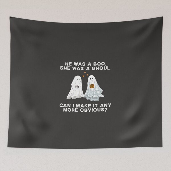 Item preview, He Was a Boo, She Was a Ghoul Cute Ghost Couple designed and sold by GhostlyWorld.