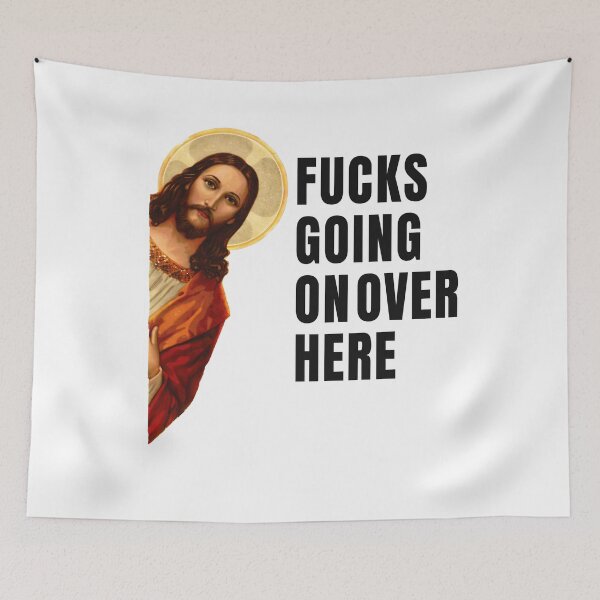 Item preview, Funny Jesus Meme Jesus Peeking Around Corner designed and sold by Eh Plus Designs.