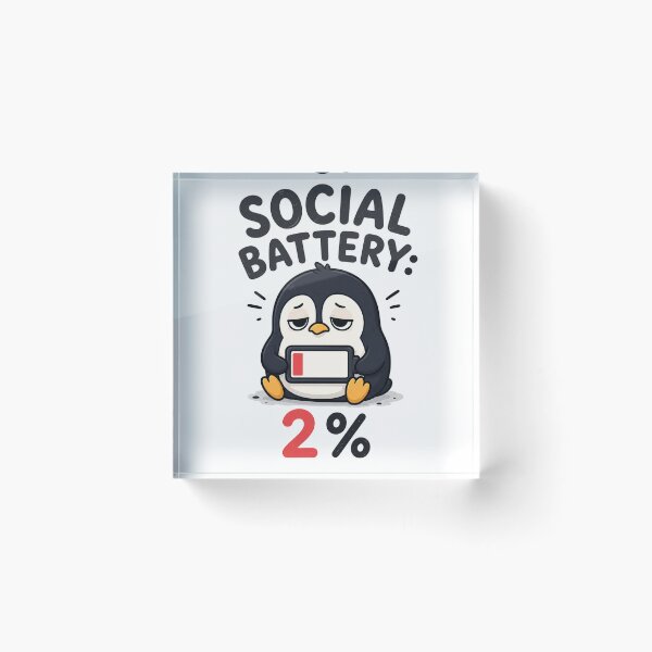 Item preview, Social Battery 2% Tired Penguin designed and sold by S06PMarketing.