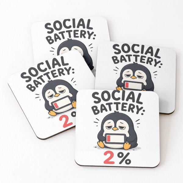 Item preview, Social Battery 2% Tired Penguin designed and sold by S06PMarketing.
