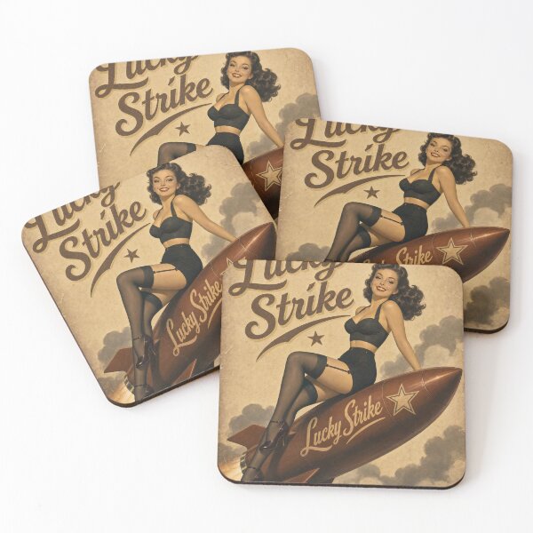 Item preview, Vintage Lucky Strike Pin-Up Rocket Poster designed and sold by castillomiami.