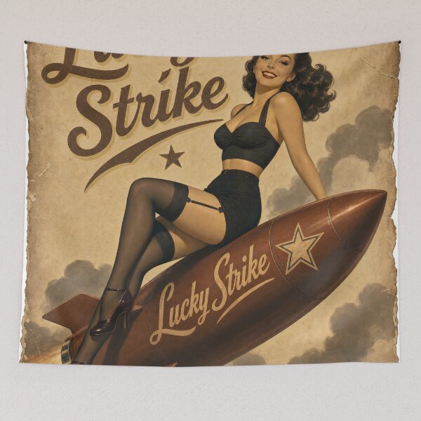 Item preview, Vintage Lucky Strike Pin-Up Rocket Poster designed and sold by castillomiami.