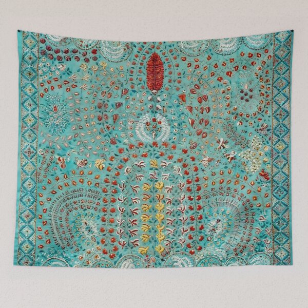 Item preview, Uzbekistan Suzani Floral Embroidery Print designed and sold by Vicky Brago-Mitchell®.