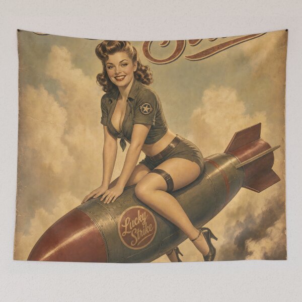 Item preview, Vintage Lucky Strike Rocket Pin-Up Poster designed and sold by castillomiami.