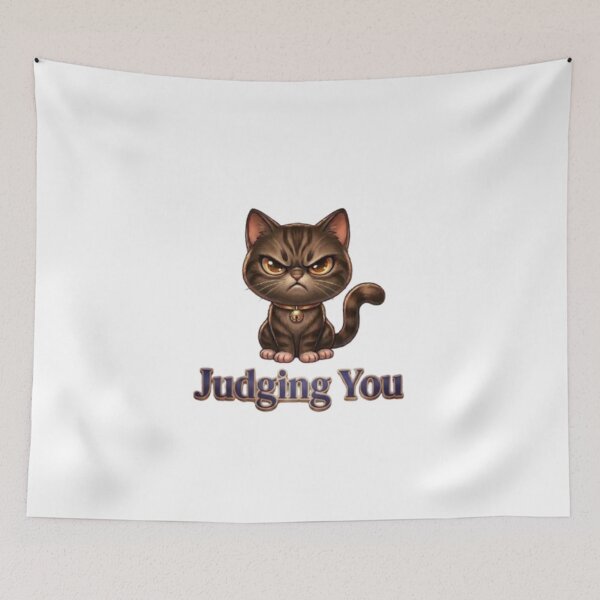 Item preview, Judging You Grumpy Cat – Funny Sarcastic Brown Tabby Cartoon designed and sold by Northern Glow Art.