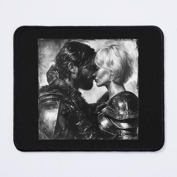 Item preview, Black and White Armored Fantasy Couple Romance designed and sold by inkoutninja.