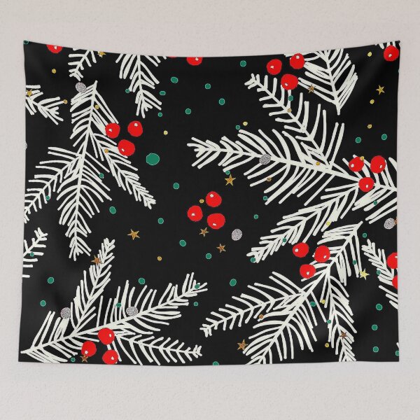 Item preview, Christmas Snow-Covered Branches And Red Berries Pattern designed and sold by DEC02.