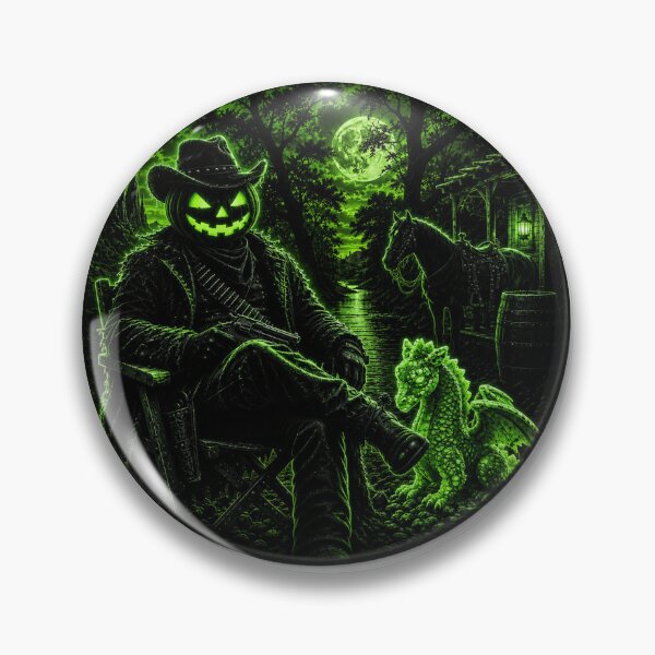 Item preview, Headless Horseman Neon Jade Outlaw– Halloween Western Fantasy Art designed and sold by TheHorsemanRidesAgain.