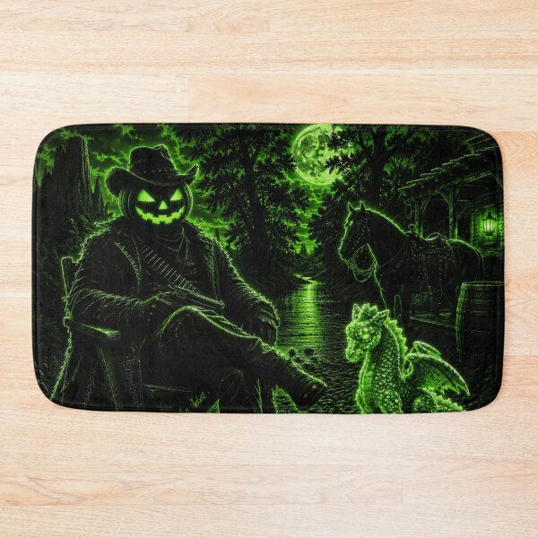 Item preview, Headless Horseman Neon Jade Outlaw– Halloween Western Fantasy Art designed and sold by TheHorsemanRidesAgain.